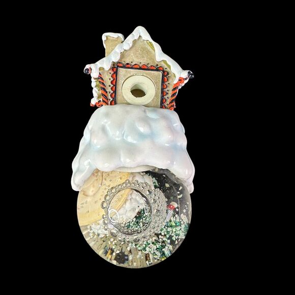 Chicago Bears Snow Globe Ornament With Santa  - Christmas Bulb Port - Lights Up - Picture 5 of 8